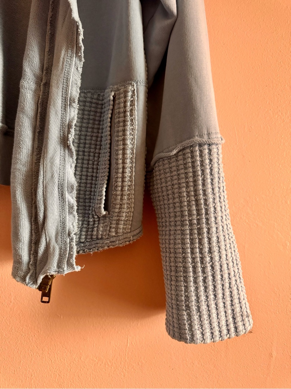 Light Blue Textured Open-Front Jacket - Picture 4 of 5